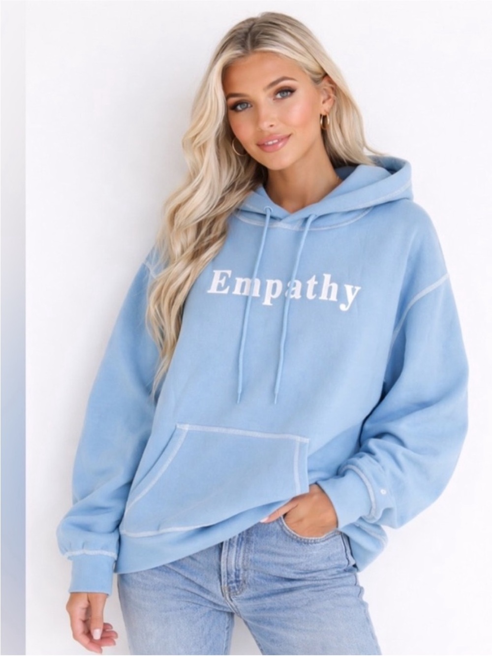 Empathy Graphic Hoodie - Light Blue Women’s Pullover